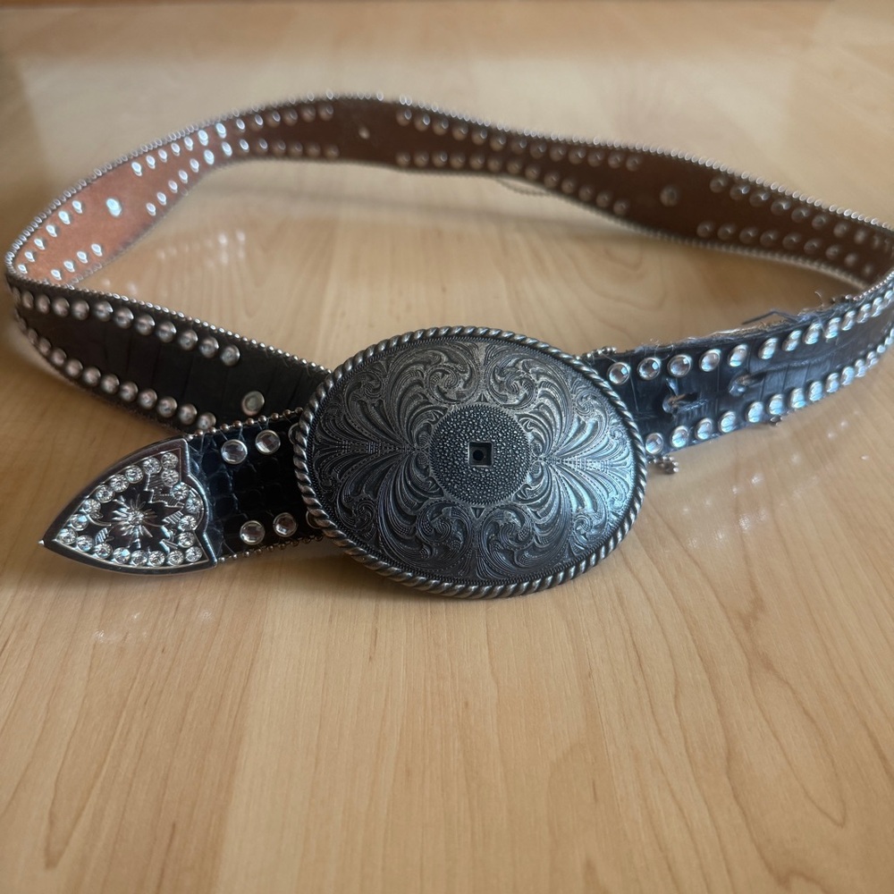 Blazin Roxx Women’s Black Leather Belt, Western Bling Rhinestone Cowgirl Rodeo